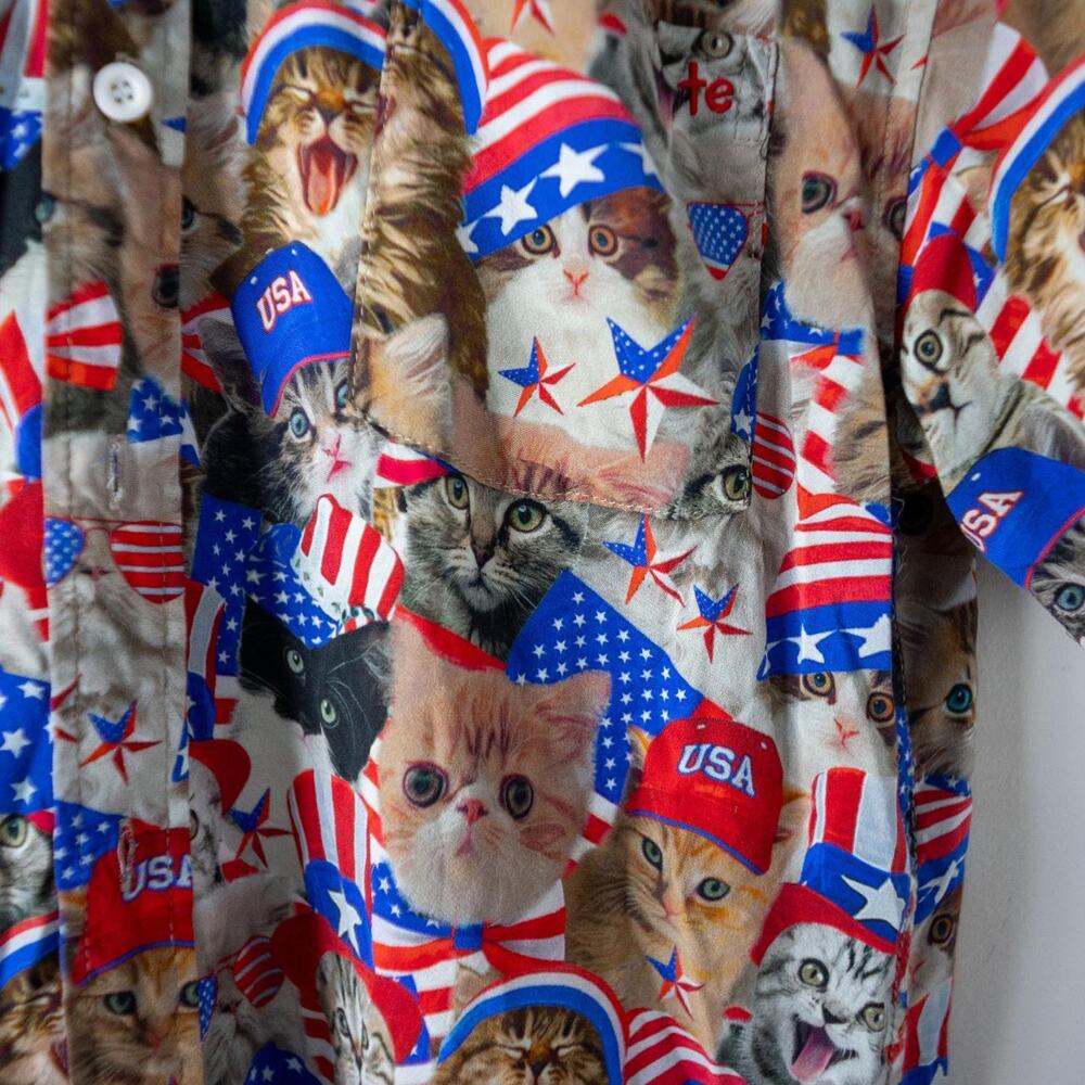 Tipsy Elves 4th of July USA Cat Button Down - Picture 2 of 4